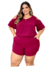 Blusa Ciganinha de Tecido Plus Size Vinho.