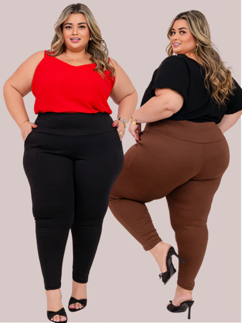 Calça Legging Plus Size Feminina Zero Transparência Roupa de academia - comprar online