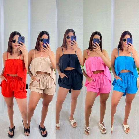 conj. Cropped Bata + short