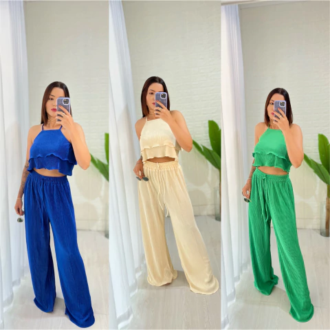 conj. plissado acetinado