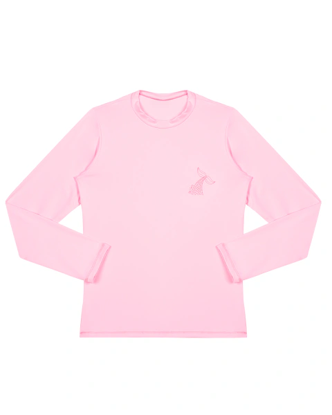 Camiseta Manga Longa Rosa em Poliamida com Proteção UV50+ Infantil Bakulelê