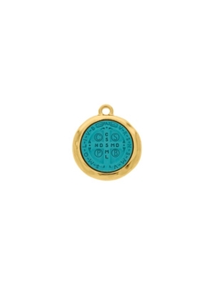 Pingente Medalha São Bento Turquesa