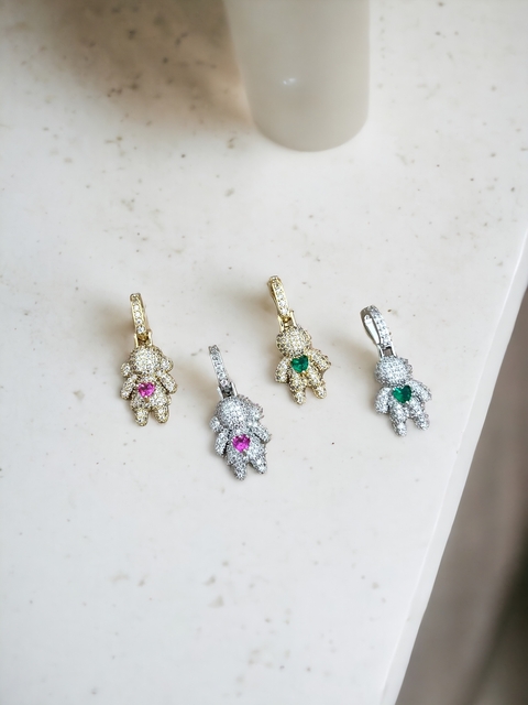 Pingente Menino e Menina Cravejado Zircônia