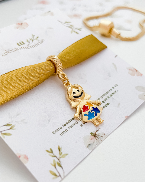 berloque menina autismo - dourado - comprar online