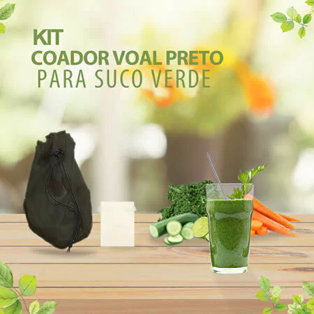Coador Voal Preto para suco verde e leites vegetais