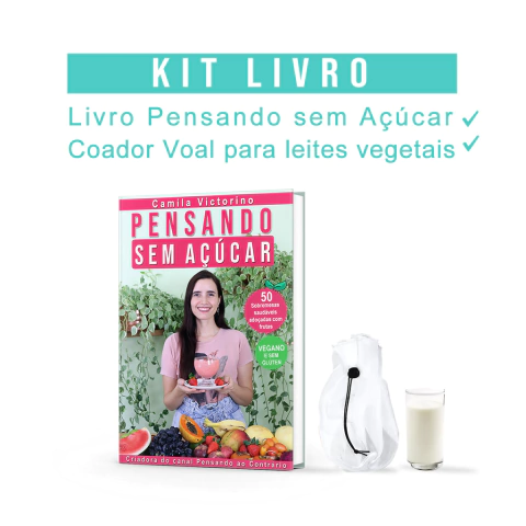 Kit livro Pensando sem açúcar e Coador voal Branco