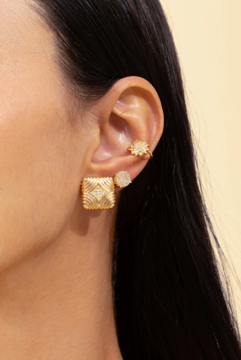 Conjunto de Aros Gota 1° y 2° agujero + Piercing Fake Zircónias - comprar online