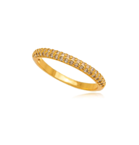 Anillo Alianza Doble Hileras de Zircónias Talle 15 - comprar online