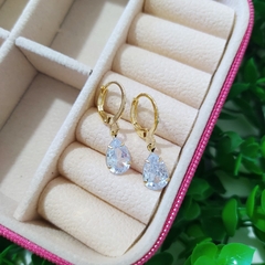 Brinco Argola Pingente Gota Zircônia