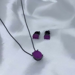 Conjunto Oval Pedra Roxo