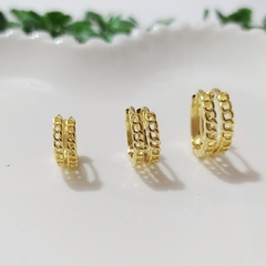 Trio Brincos Argolas Clicks Detalhes Correntes - comprar online
