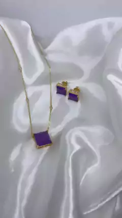 Conjunto Quadrado Pedra Fusion Roxa