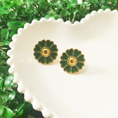 Brinco Flor Resinada Verde - comprar online