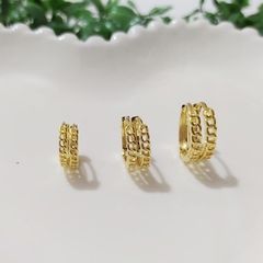Trio Brincos Argolas Clicks Detalhes Correntes
