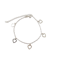 Pulseira Pingentes Corações Vazados