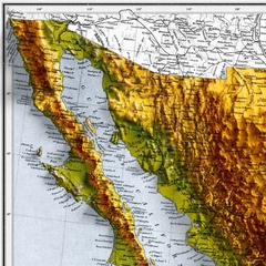 Mapa de Relevo Topográfico Hipsométrico do México, América Central