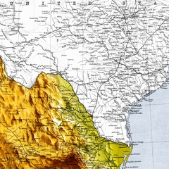 Mapa de Relevo Topográfico Hipsométrico do México, América Central