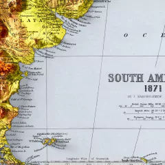 Mapa hipsométrico da América do Sul.