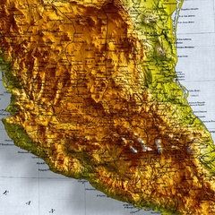 Mapa de Relevo Topográfico Hipsométrico do México, América Central