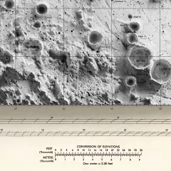 Mapa realista da superfície da lua com crateras.