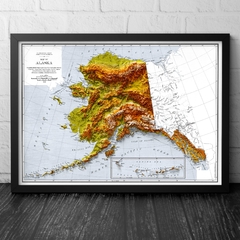 Mapa de Relevo Topográfico Hipsométrico do Alasca.