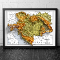 Mapa de Relevo hipsométrico do Império Austro-Húngaro ou Império Austríaco.