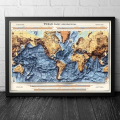 Mapa do Mundo Batimétrico e Hipsométrico.