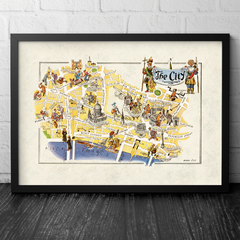 Mapa Ilustrado The City, Londres, Inglaterra- 1951