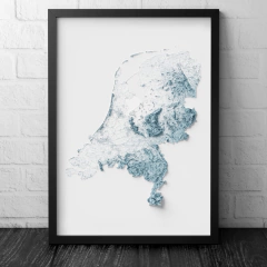 Mapa Topográfico dos Paises Baixos, Holanda