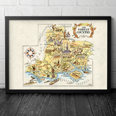 Mapa Ilustrado The Forest Country, Inglaterra - 1951