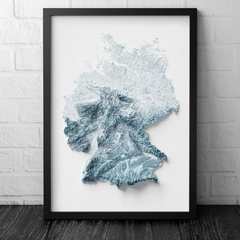Mapa topográfico da Alemanha.