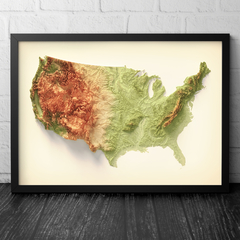 Mapa topográfico Colorido dos Estados Unidos