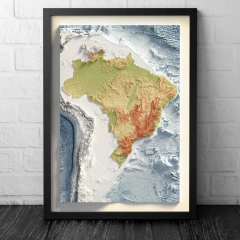 Mapa de Relevo Brasil Batimétrico e Hipsométrico