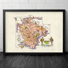 Mapa ilustrado de Devon na Inglaterra