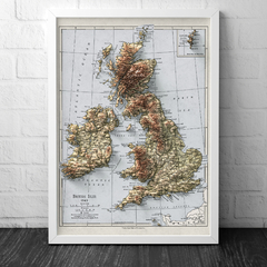 Mapa hipsométrico vintage das Ilhas Britânicas