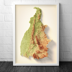 Mapa Hipsométrico Colorido de Tocantins