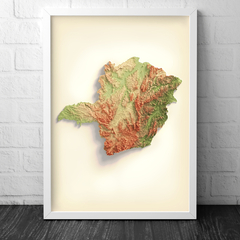 Mapa topográfico Colorido Minas Gerais