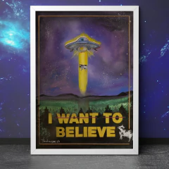 Pôster I want to believe com moldura branca
