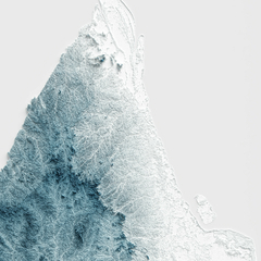 Close-up do mapa topográfico do Amapá, destacando detalhes do relevo.