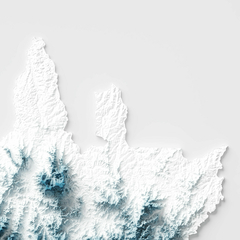 Close-up do mapa topográfico de Encruzilhada do Sul, destacando detalhes do relevo.