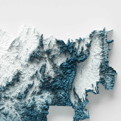 Close-up do mapa topográfico de Goiás, destacando detalhes do relevo.