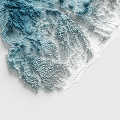 Close-up do mapa topográfico do Sergipe, destacando detalhes do relevo.