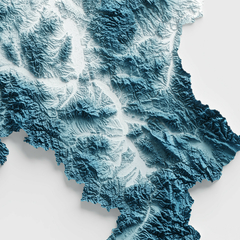 Mapa de relevo da Sérvia