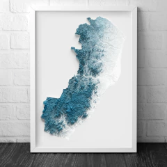 Mapa topográfico impresso de Espírito Santo, exibido em moldura branca
