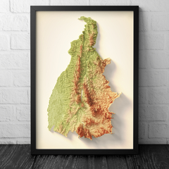 Mapa Topográfico Colorido de Tocantins