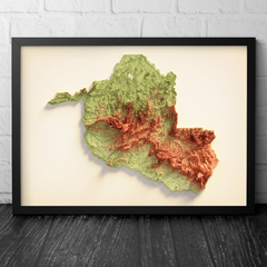 Mapa Topográfico Colorido de Rondônia