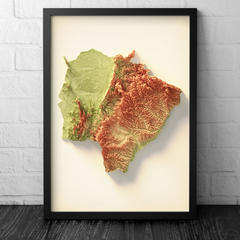 Mapa Topográfico Colorido do Mato Grosso do Sul