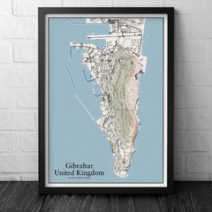 Mapa de contorno topográfico de Gibraltar.