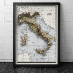 Mapa topográfico vintage da Itália