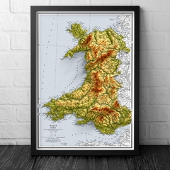 Mapa do País de Gales, Wales.